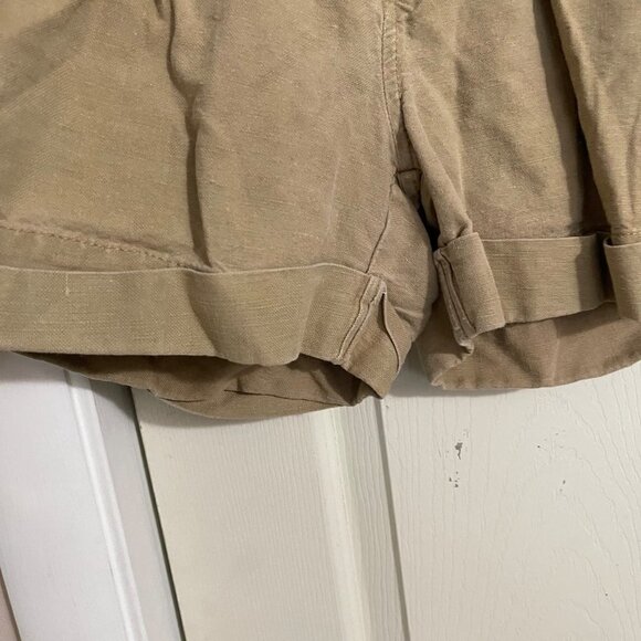 Banana Republic Womens Tan Linen Cotton Pockets Cuffed Mid Rise Shorts Size 6 - Picture 4 of 10